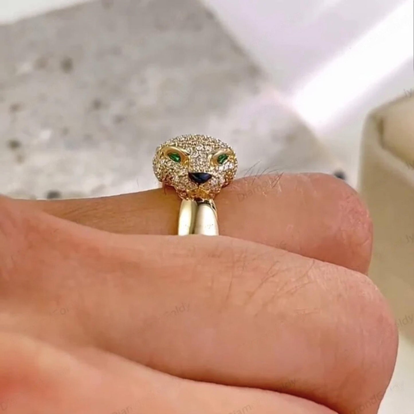 18k Gold Panther Ring Men's