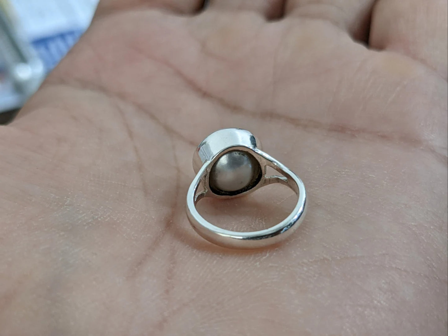 Perlen-Mondstein-Ring - Seeperlen-Edelstein