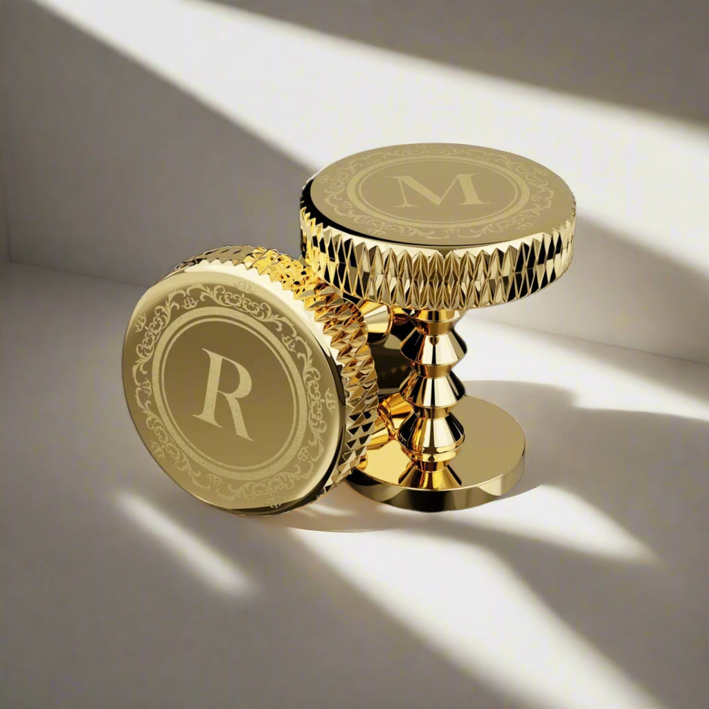 personalised 14k gold cufflinks-Gold Round Groomsmen Cufflinks, Personalized Groomsmen Gift, Engraved Custom Cuff Link for Groom Wedding Day, Men's Cufflinks, Gift Boxed-wedding gift