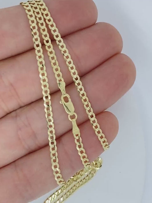 Solid 18K Gold 2.5mm Curb Chain