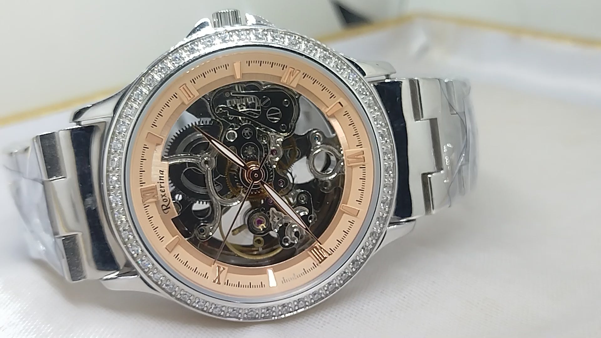 Men Luxury Silver 925 Sterling Silver Bling Simulated Diamond Bracelet Watch