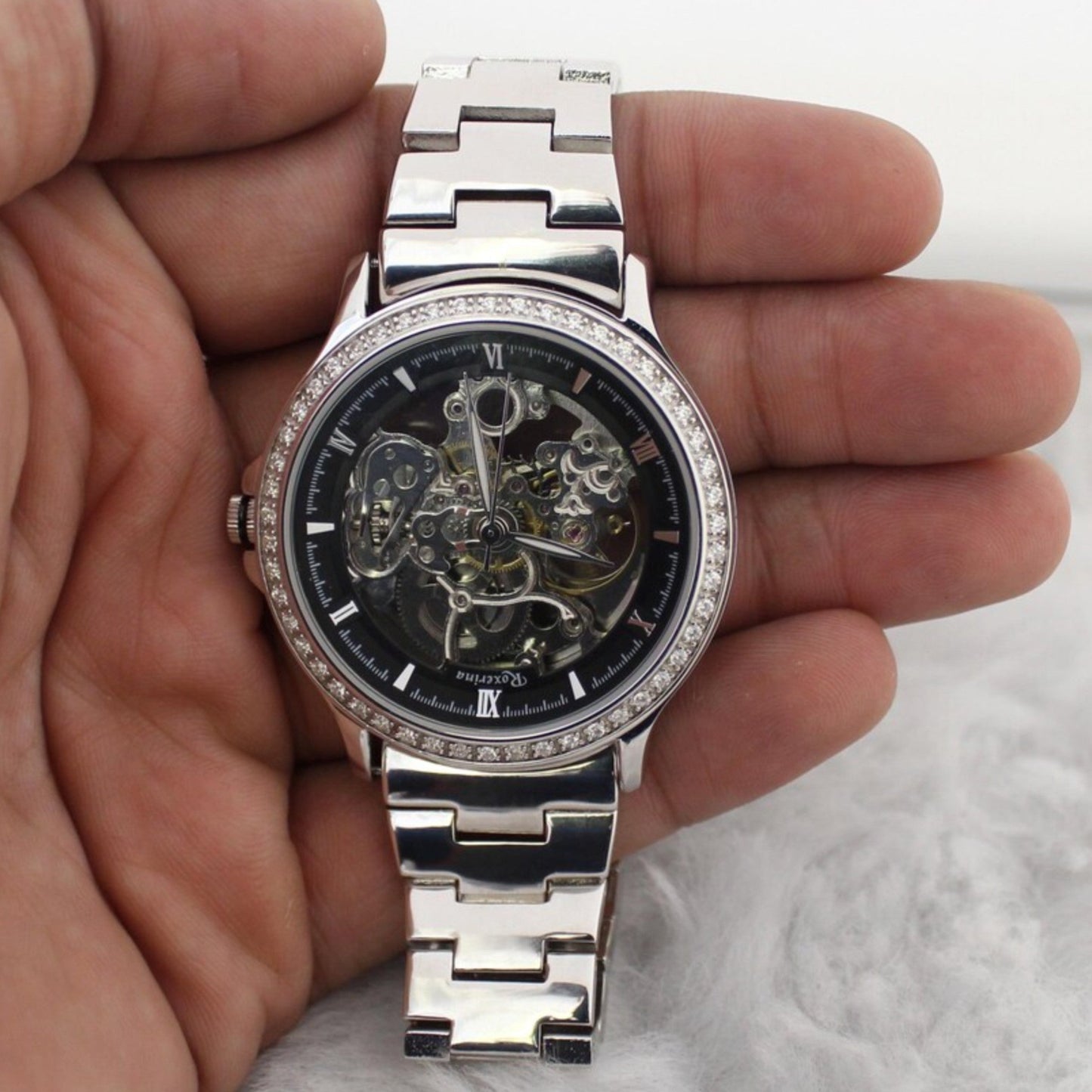 Silver Iced-Out Watch