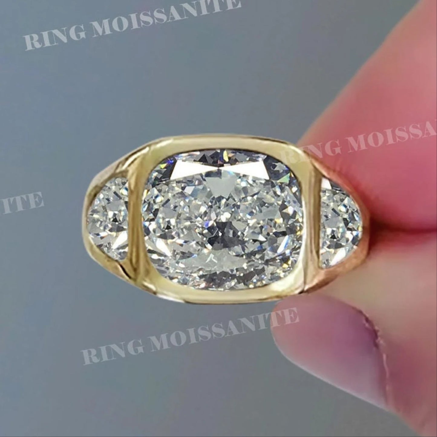 Men's Moissanite Ring 14K Gold