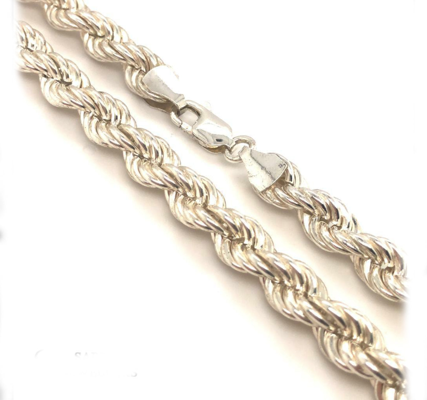 Mens Hollow Rope Chain Necklace 5mm 35GR 22inch 925 Sterling