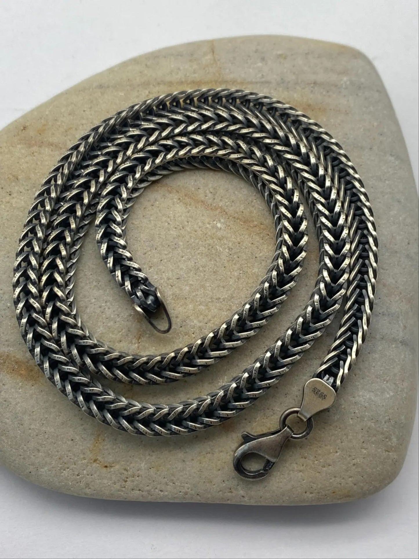 Real 925 Sterling Silver Braid Chain Necklace