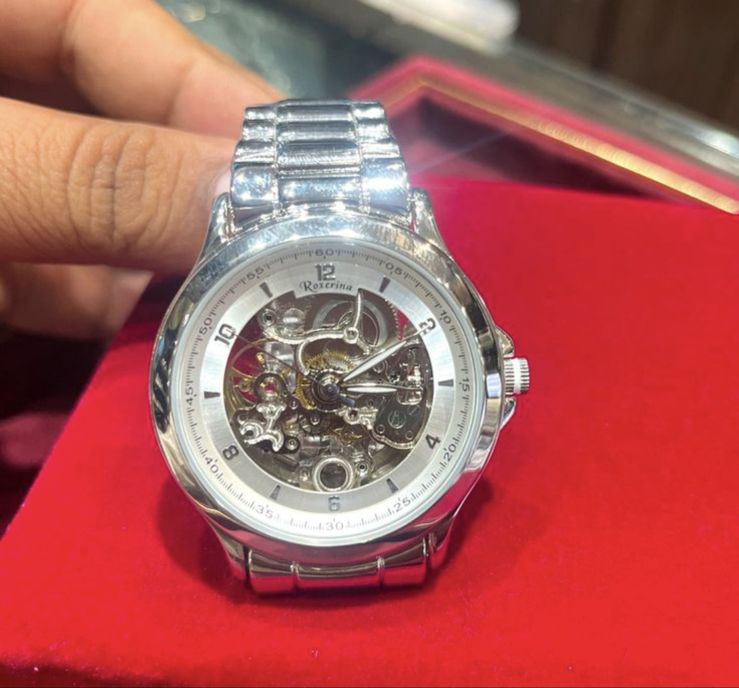 925 Sterling Silver Automatic Men's Round Watch Unique Link Bracelet - Anniversary Gift for Him Stylish Working Watch - Boyfriend Gift for Men