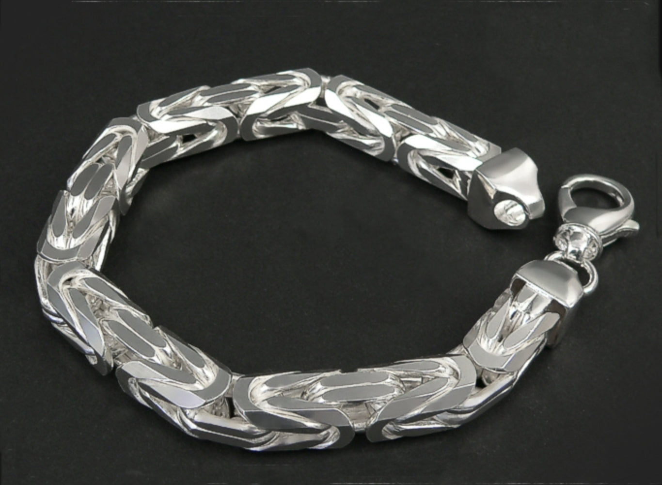 Mens 925 Sterling Silver Byzantine Bracelet
