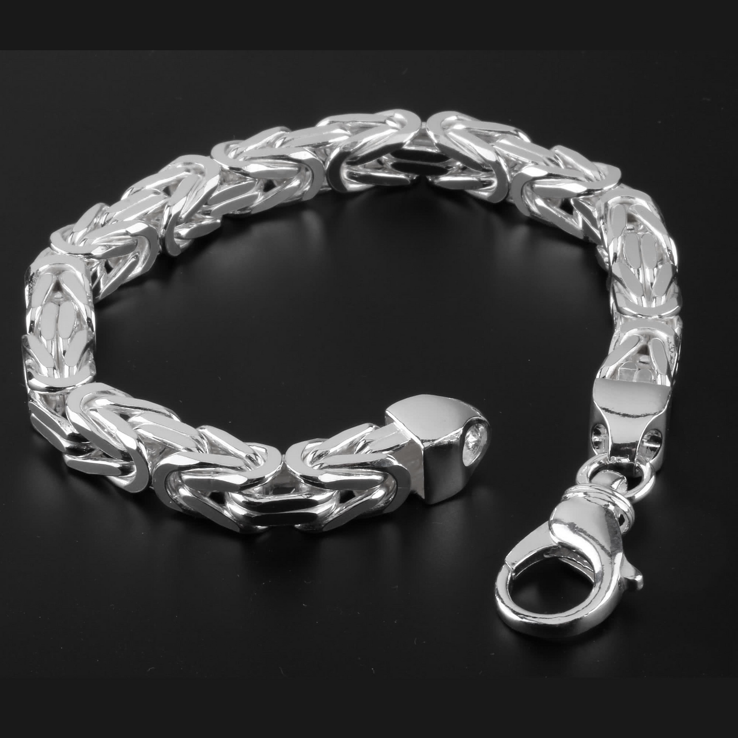 Mens 925 Sterling Silver Byzantine Bracelet