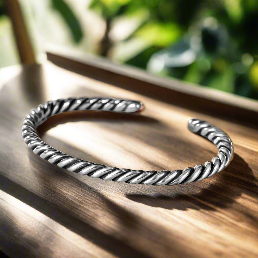 Twisted Wire 925 Silver Cuff Bracelet