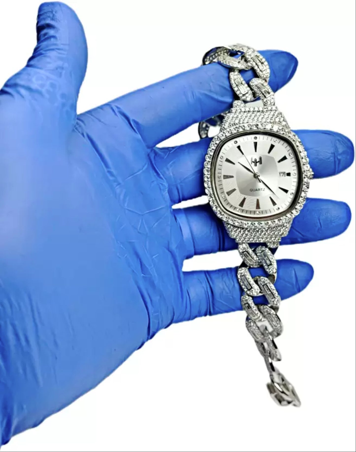 Cuban Curb Link 925 Silver Men's Watch
