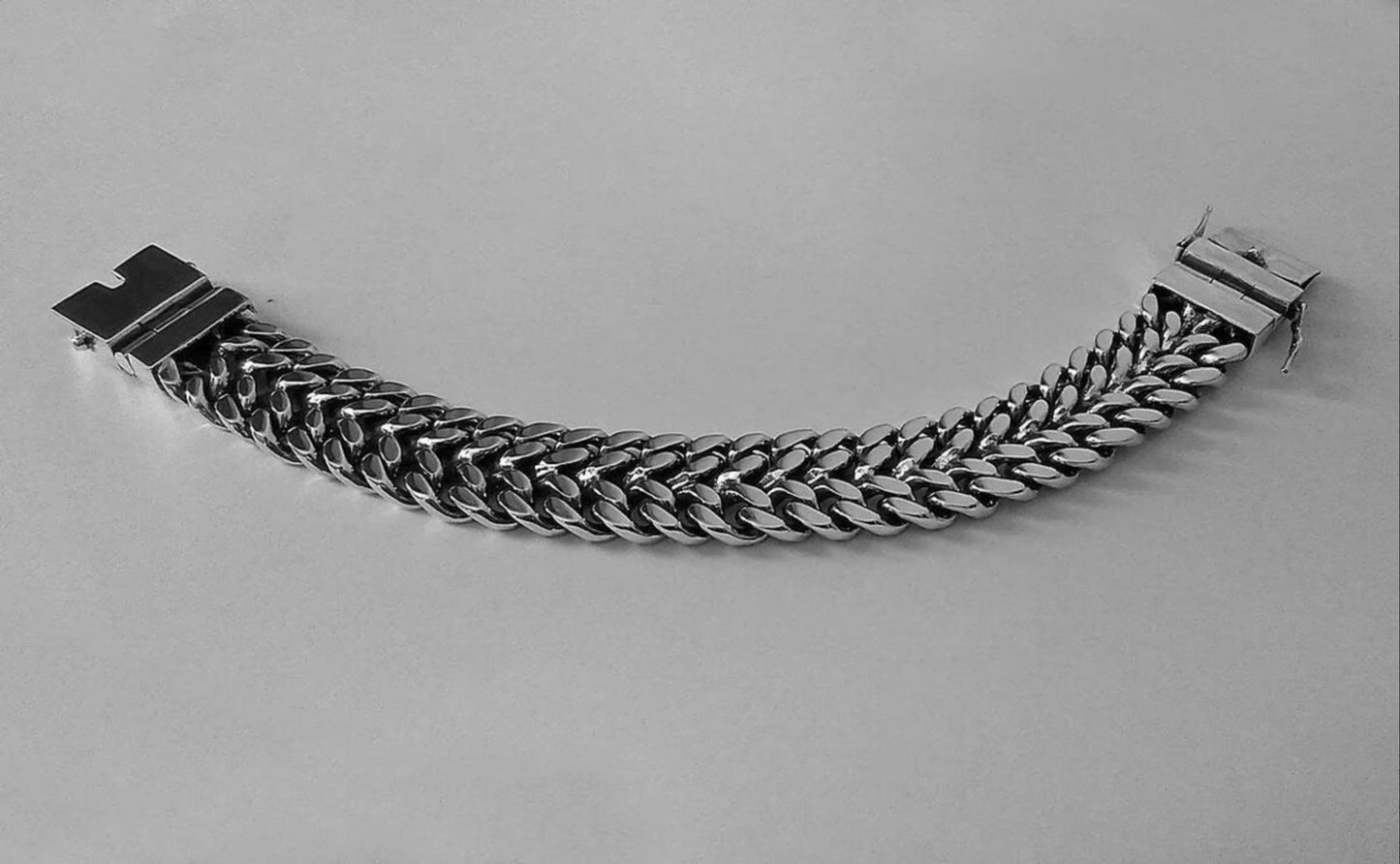 V chain Link Bracelet Men 925 Silver