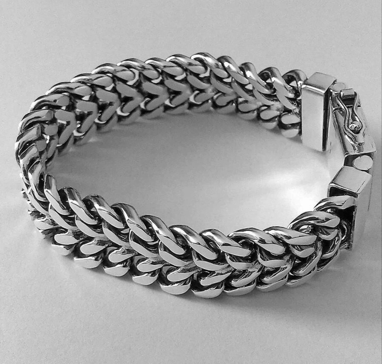 V chain Link Bracelet Men 925 Silver