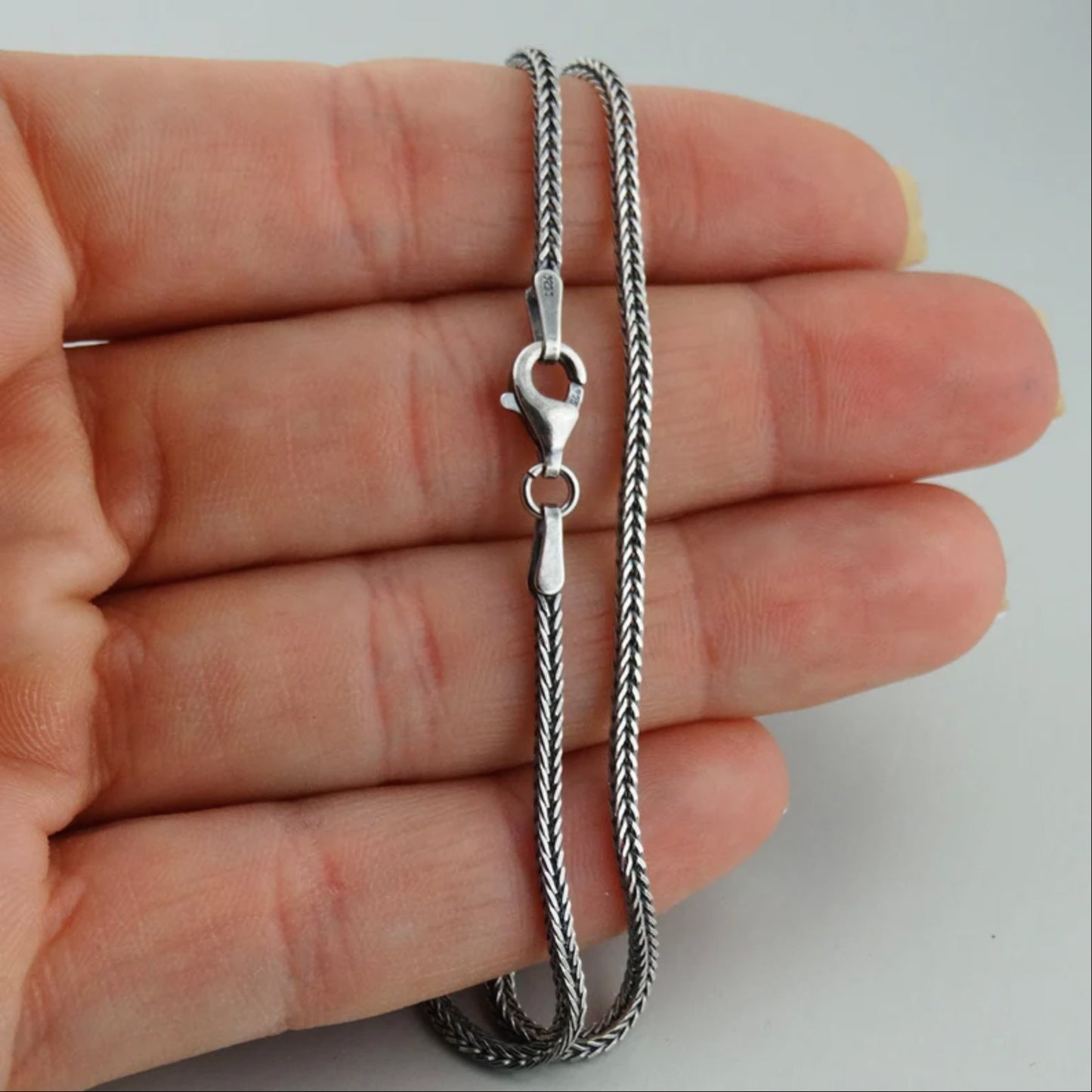 Italian Sterling Silver 925 2mm Foxtail Chain Necklace Men UNISEX