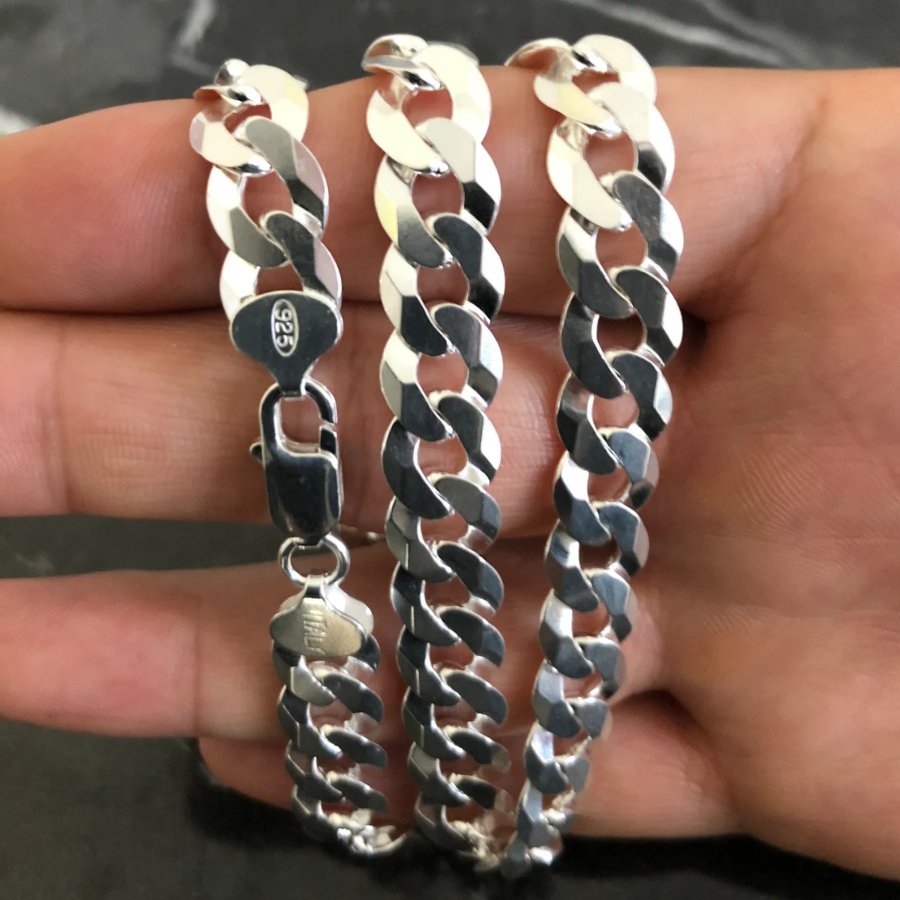 10mm Cuban Link Chain, 263C Sterling silver, chunky necklace, grunge jewelry, gift for him, punk - CUBAN