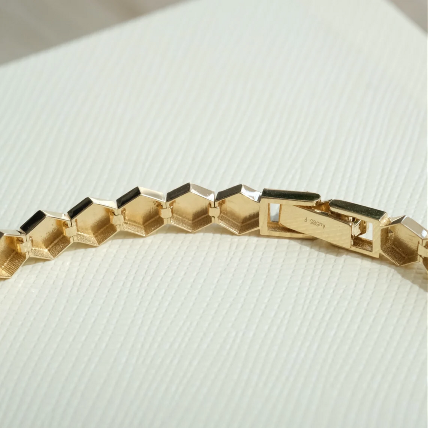 14K/18K SOLID GOLD Honeycomb Bracelet, 18K Solid Gold Bangle