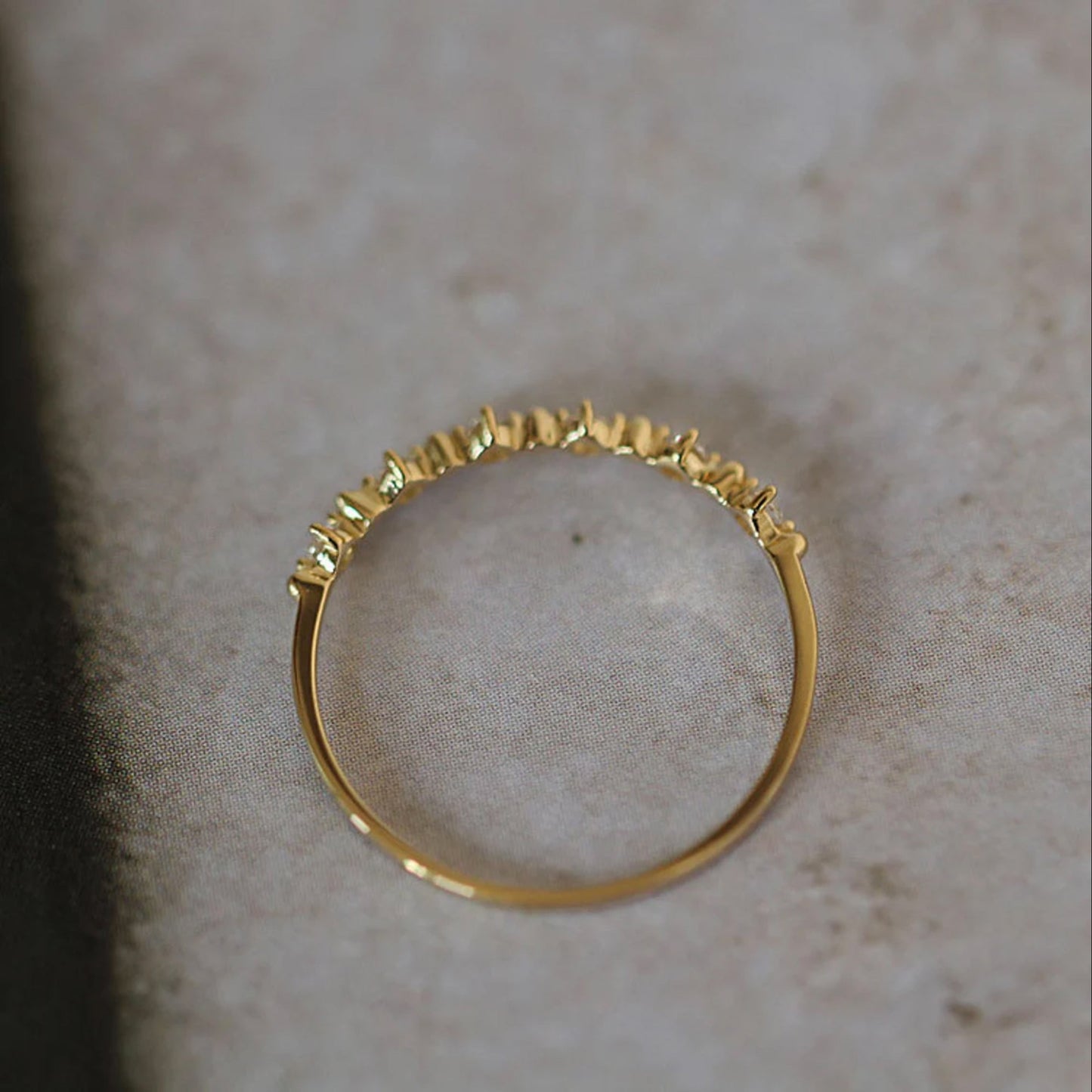 14k Gold Chain Ring, Solid Gold Link Chain Ring, Dainty Stacking Ring, Womens Minimalist Gold Ring, Pave Lab Diamond Cz Ring, Handmade Gifts - CUBAN