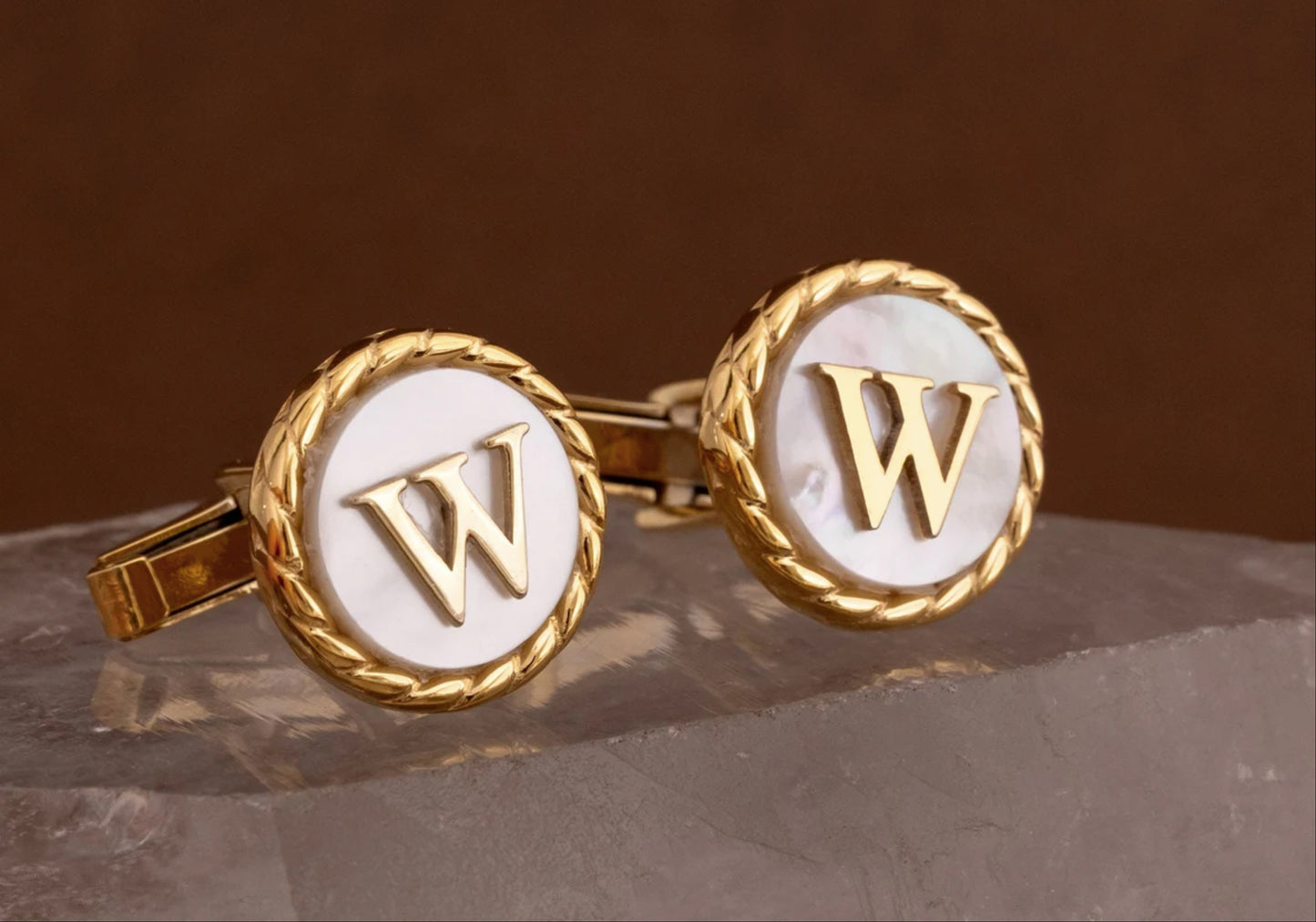 14k Gold Initials Cufflinks - Custom Cufflinks Groom