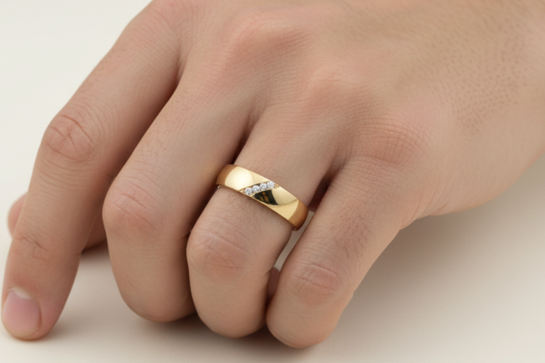 Diamond 14K Gold Ring Men