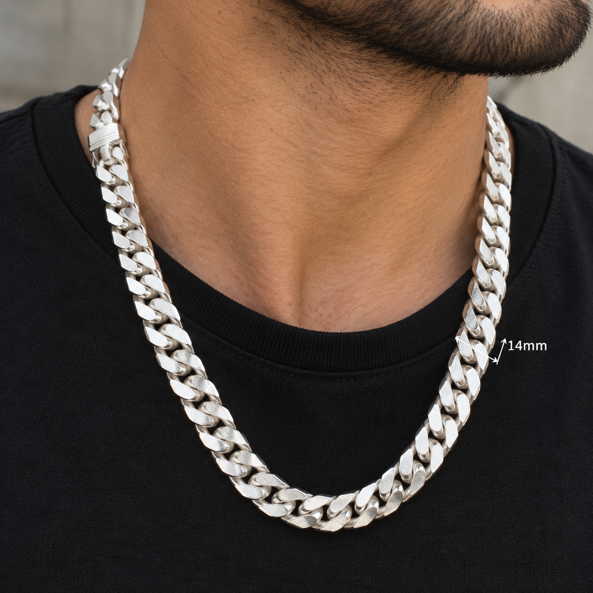 925 Solid Sterling Silver Chunky Curb Link Chain Men's
