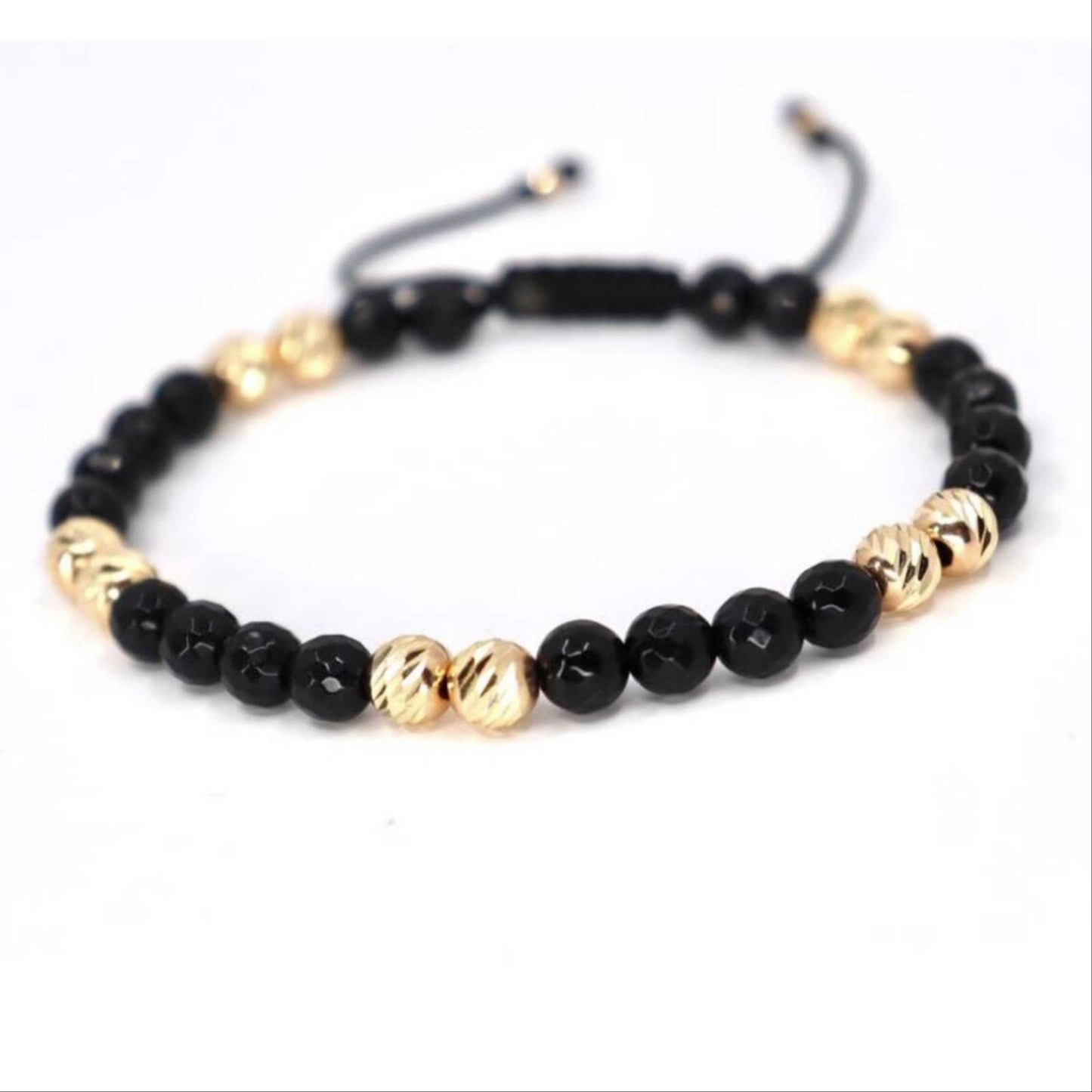 18k Real Gold Mens Onyx Bracelet