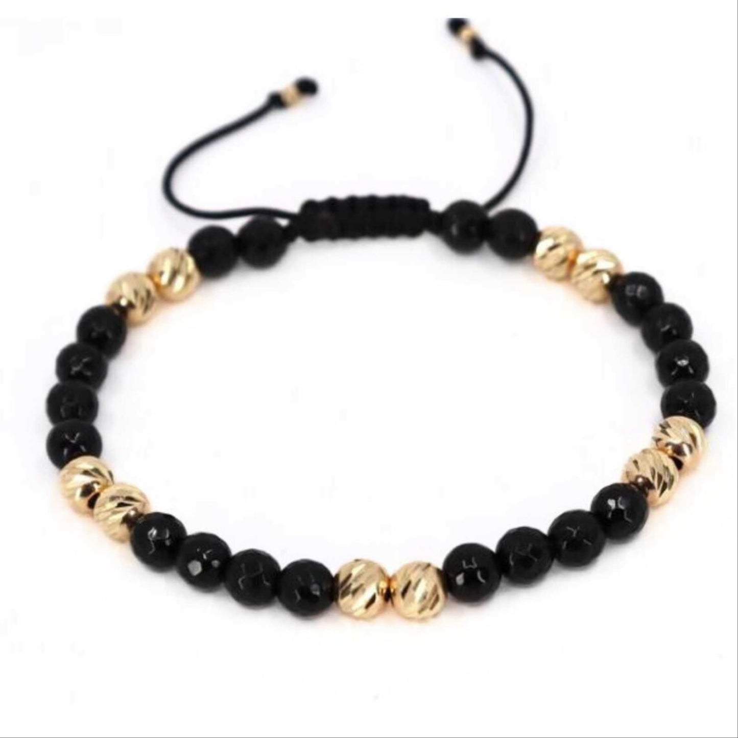 18k Real Gold Mens Onyx Bracelet