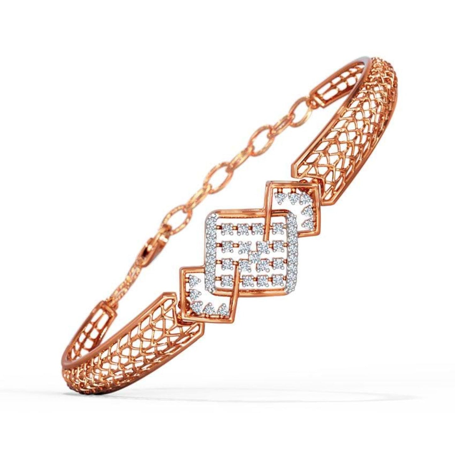 18K Solid Rose Gold Bangle/Bracelet - CUBAN