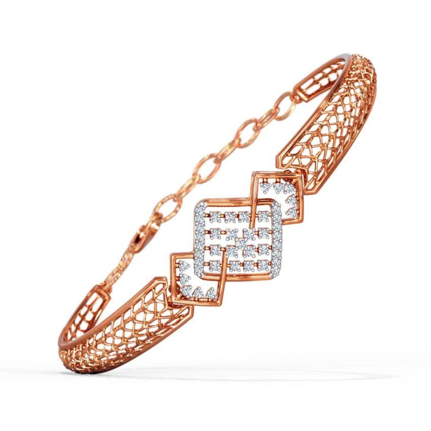 18K Solid Rose Gold Bangle/Bracelet - CUBAN