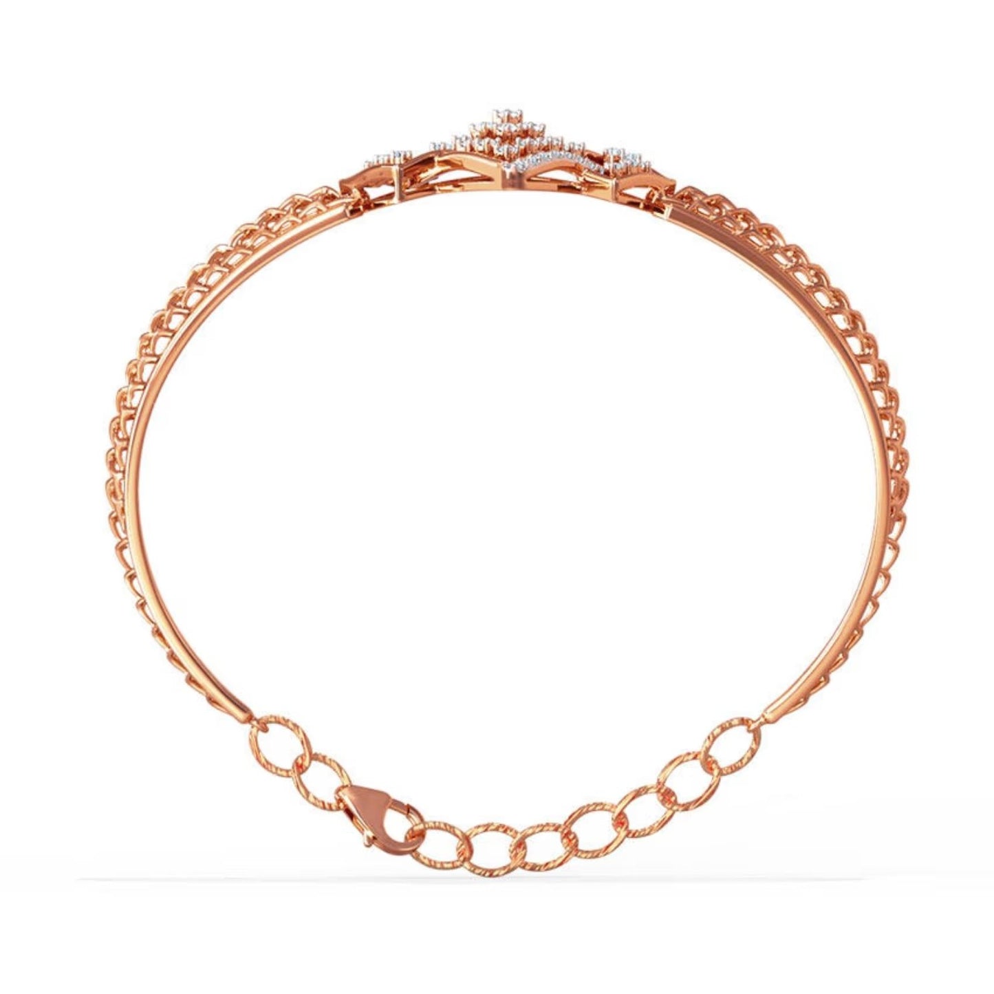 18K Solid Rose Gold Bangle/Bracelet - CUBAN