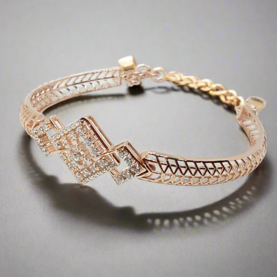 18K Solid Rose Gold Bangle/Bracelet - CUBAN