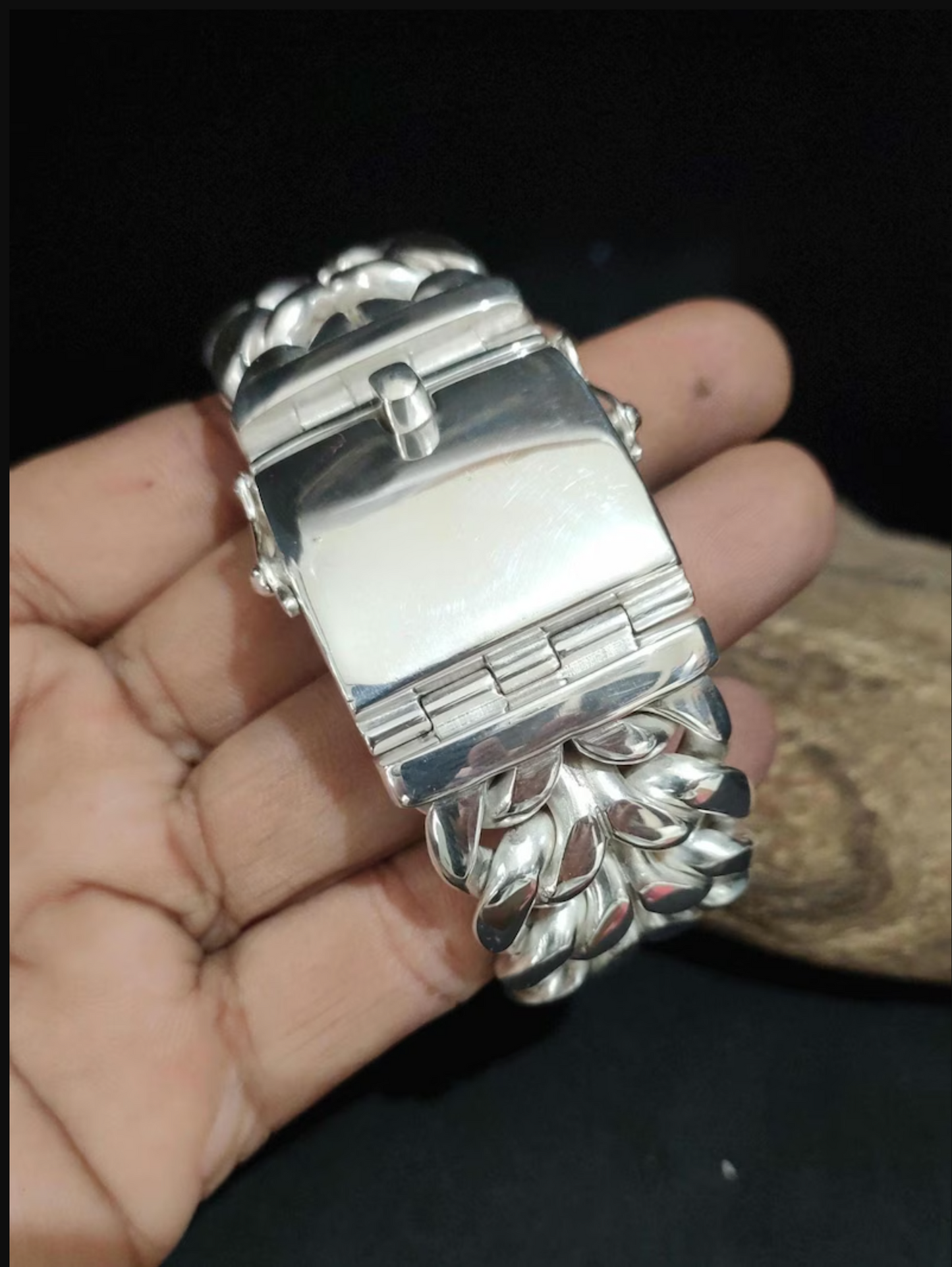 25mm Wide Heavy Men's Bracelet Real 925 Sterling Silver