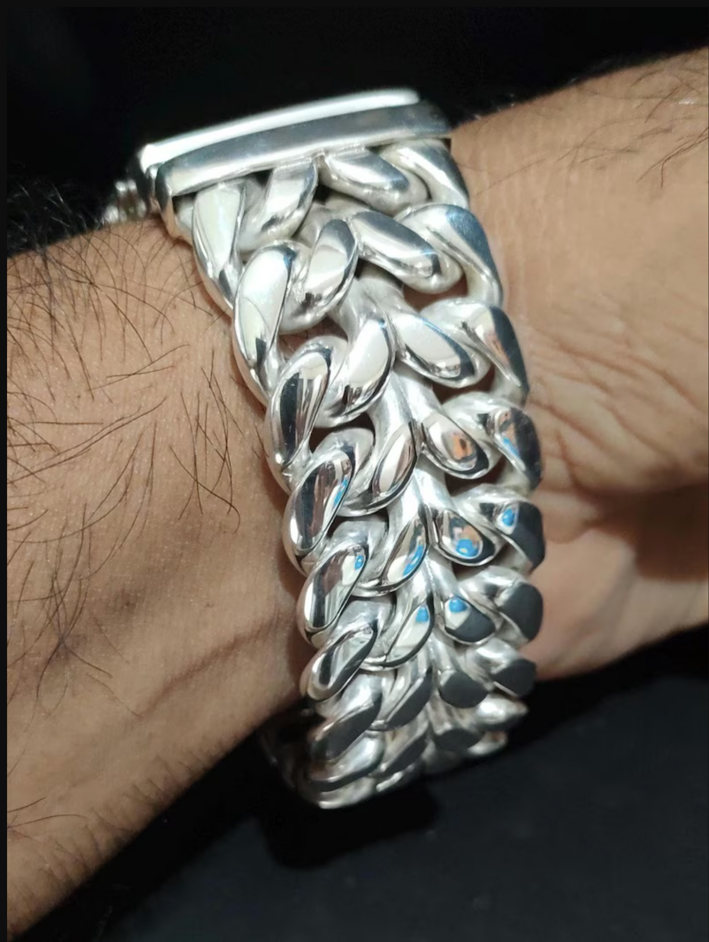 25mm Wide Heavy Men's Bracelet Real 925 Sterling Silver