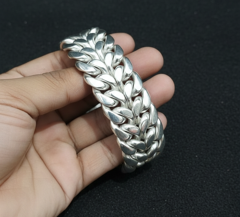 30mm Wide Heavy Men's Bracelet-925 sterling silver men