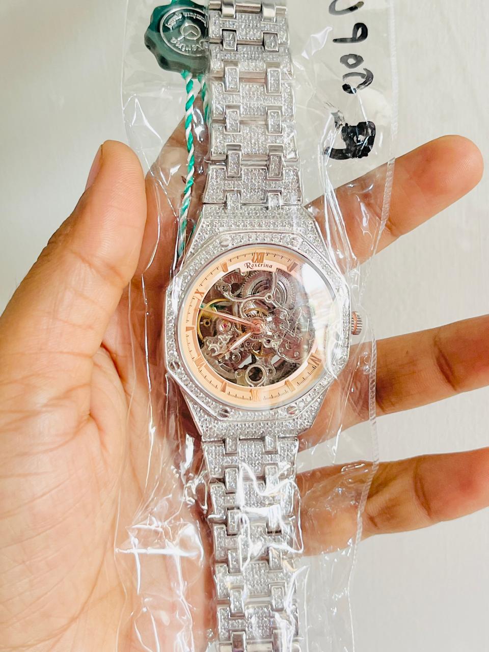 Men's 925 Sterling silver watch Casino Hip Hop Automatic