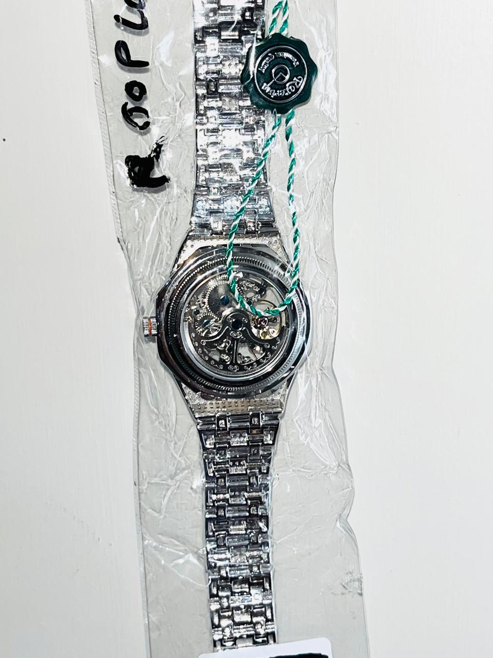 Men's 925 Sterling silver watch Casino Hip Hop Automatic
