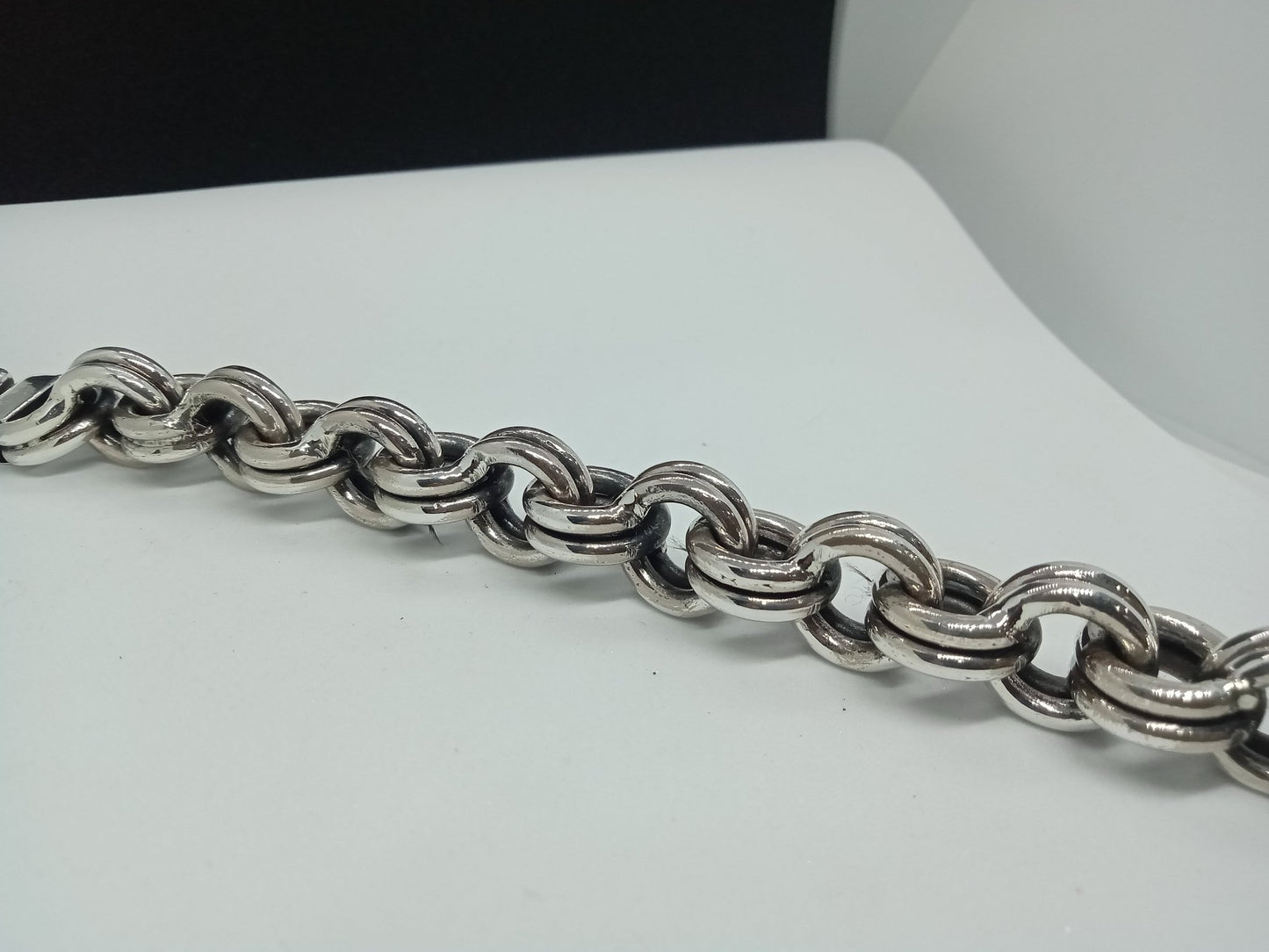 925 Men Sterling Silver Thick and heavy garibaldi chain link bracelet. - CUBAN