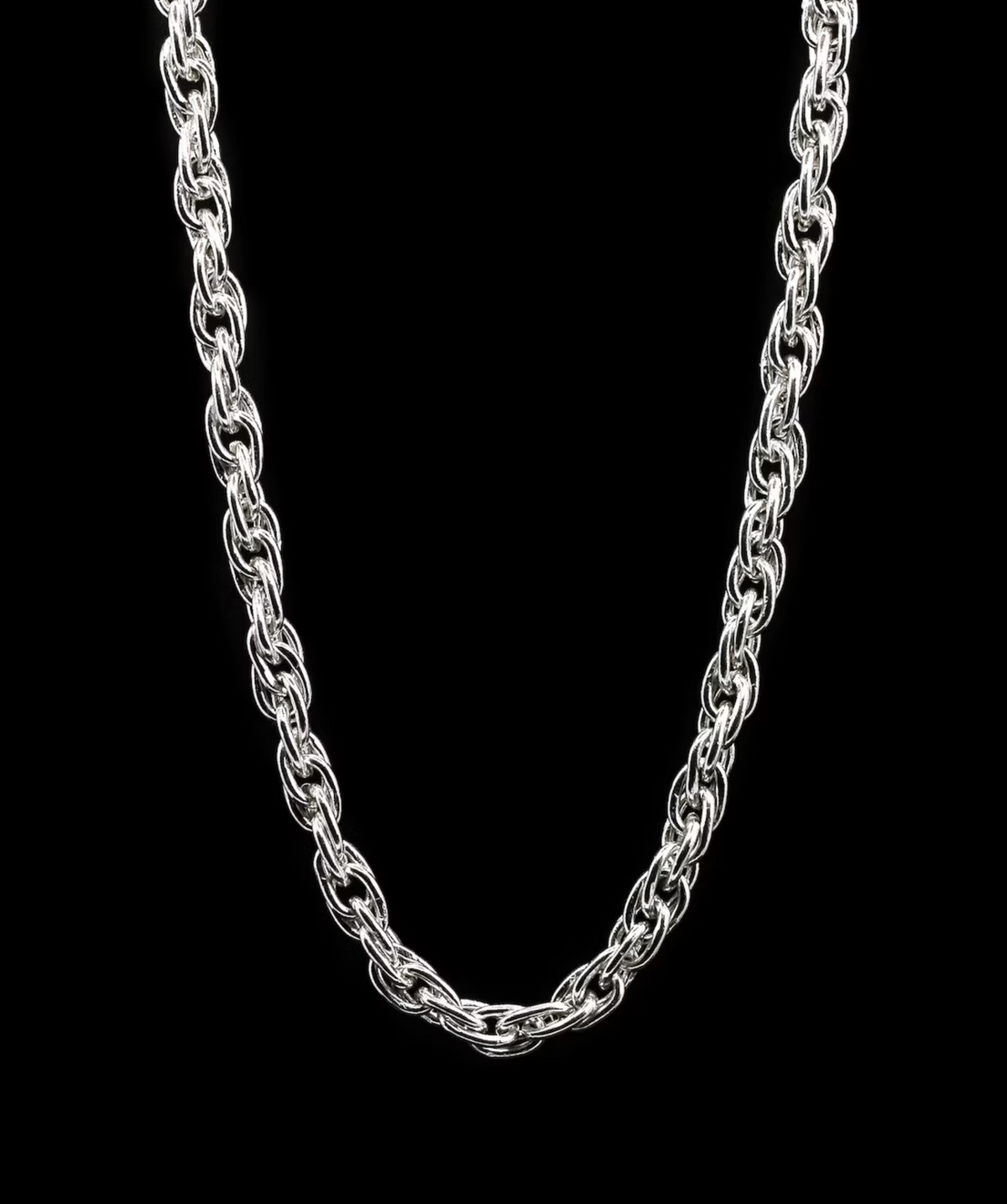 Real 925 Sterling Silver Solid Rope Chain Men's