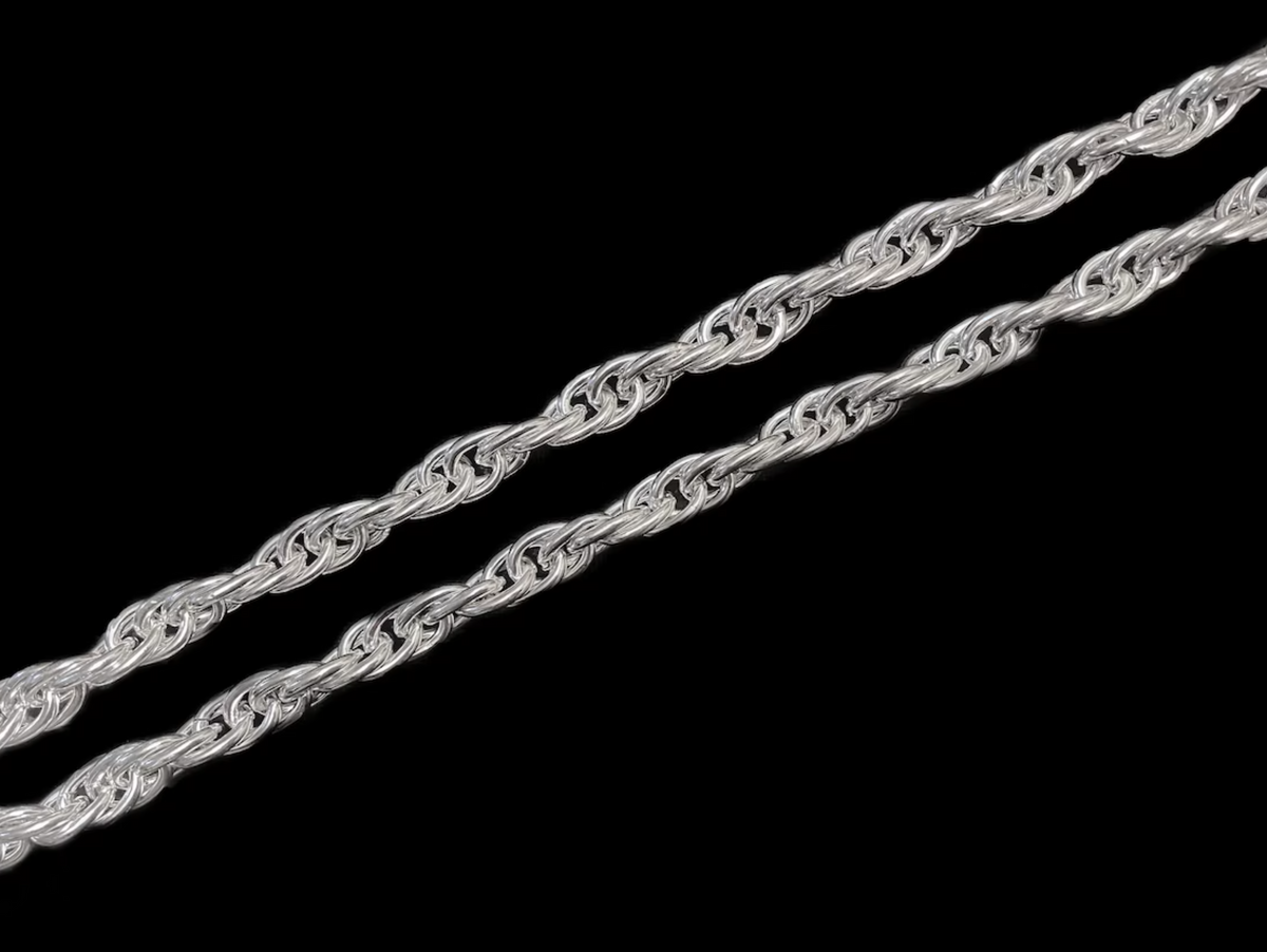 Real 925 Sterling Silver Solid Rope Chain Men's