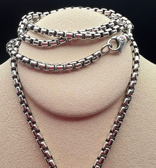 925 Silver Round Box Chain - Sterling Silver Chain - Box Chain Necklace - CUBAN