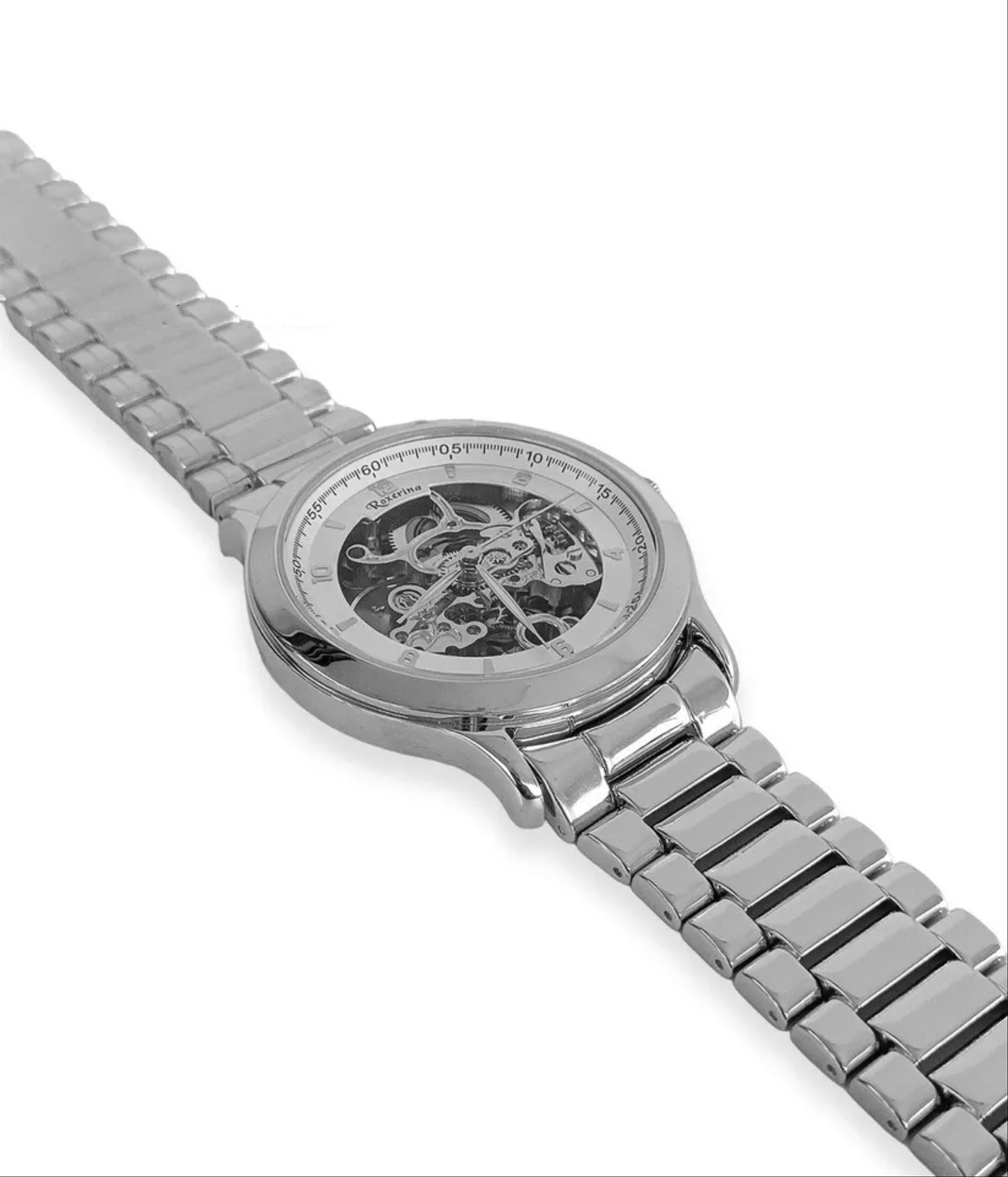 925 Sterling silver Automatic Men's Round Watch Unique Link Bracelet