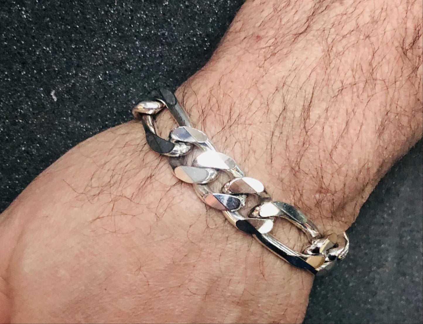 Men's Solid 925 Sterling Silver Heavy Link Bracelet - Handmade Custom Jewelry