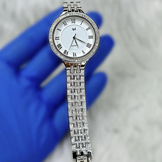 Real 925 Silver Watch Men  – A luxury automatic men’s round watch made from pure 925 sterling silver, featuring cubic zirconia and a white face. Perfect for anniversaries or special gifts for him
