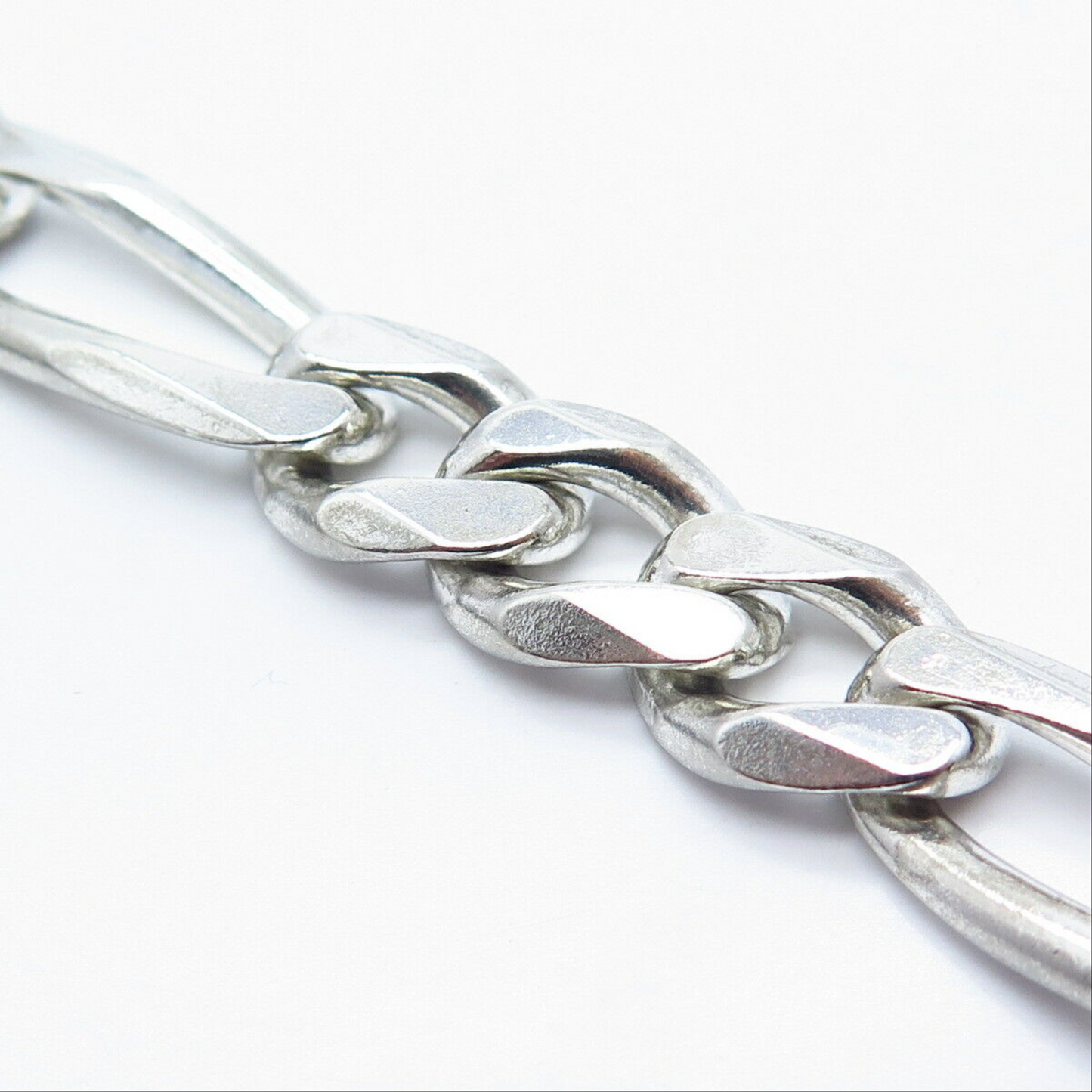 Massive Miami Solid Silver Figaro Link Chain Bracelet