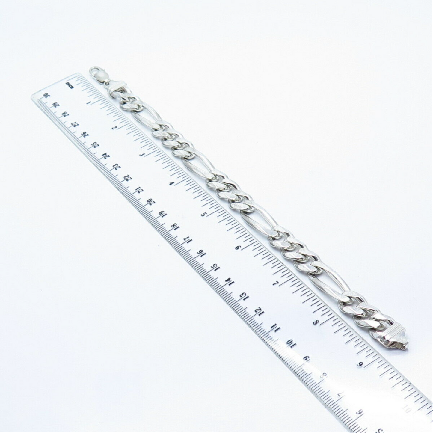 Massive Miami Solid Silver Figaro Link Chain Bracelet