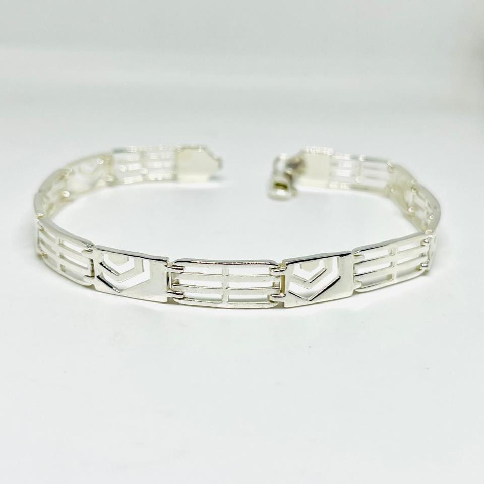 925 Solid Sterling Silver Greek Key Bracelet for Men