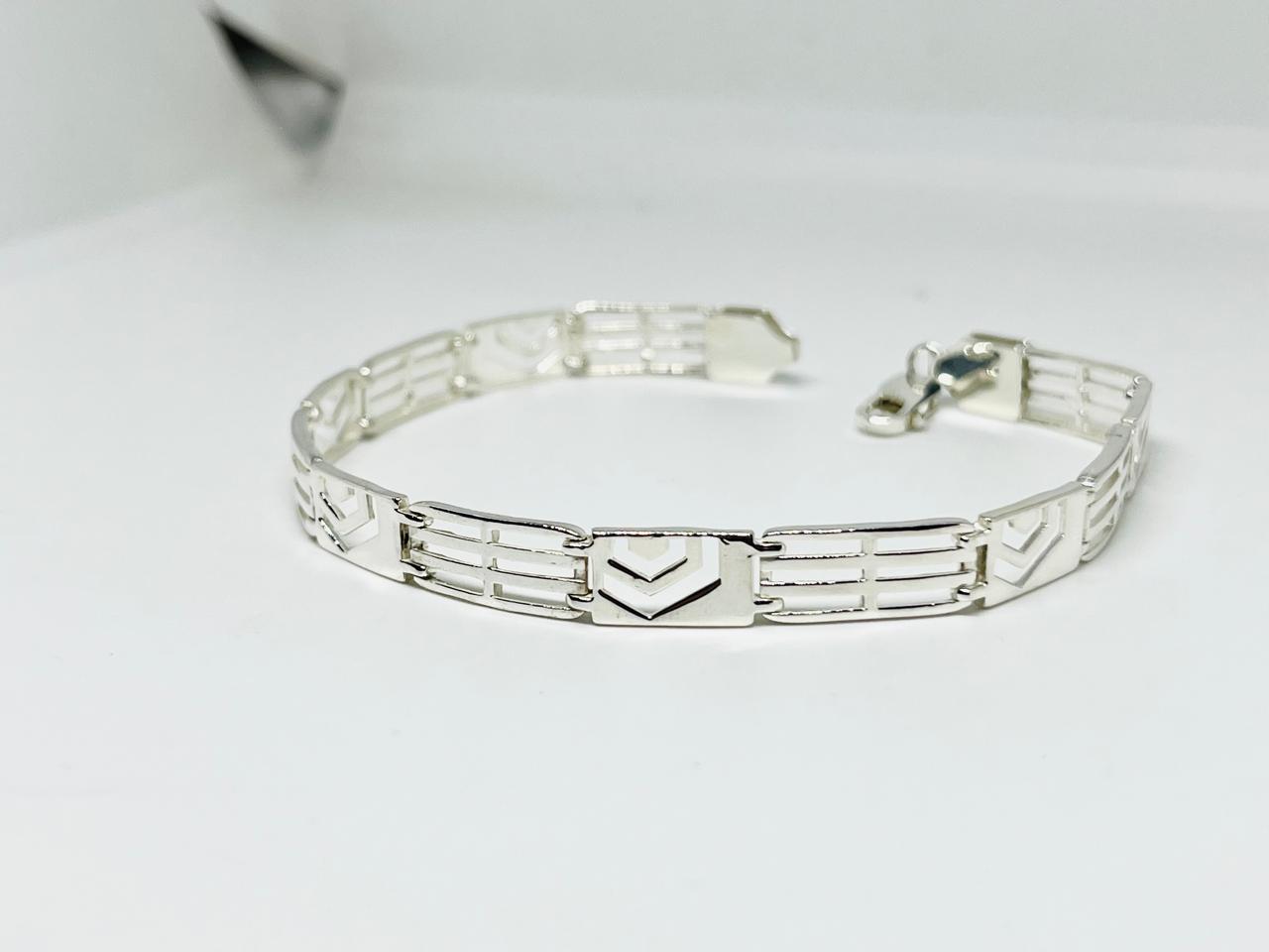 925 Solid Sterling Silver Greek Key Bracelet for Men