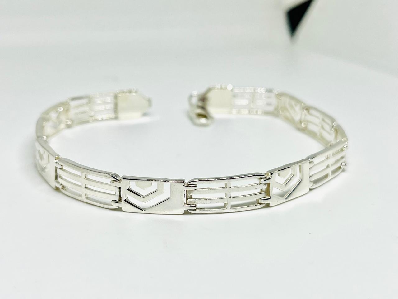 925 Solid Sterling Silver Greek Key Bracelet for Men