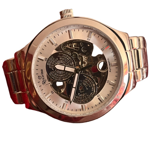 925 Sterling Silver Automatic Men's Round Watch Unique Link Bracelet, Anniversary Gift for Him Stylish Working Watch, Boyfriend Gift for Men-mens-watch-silver