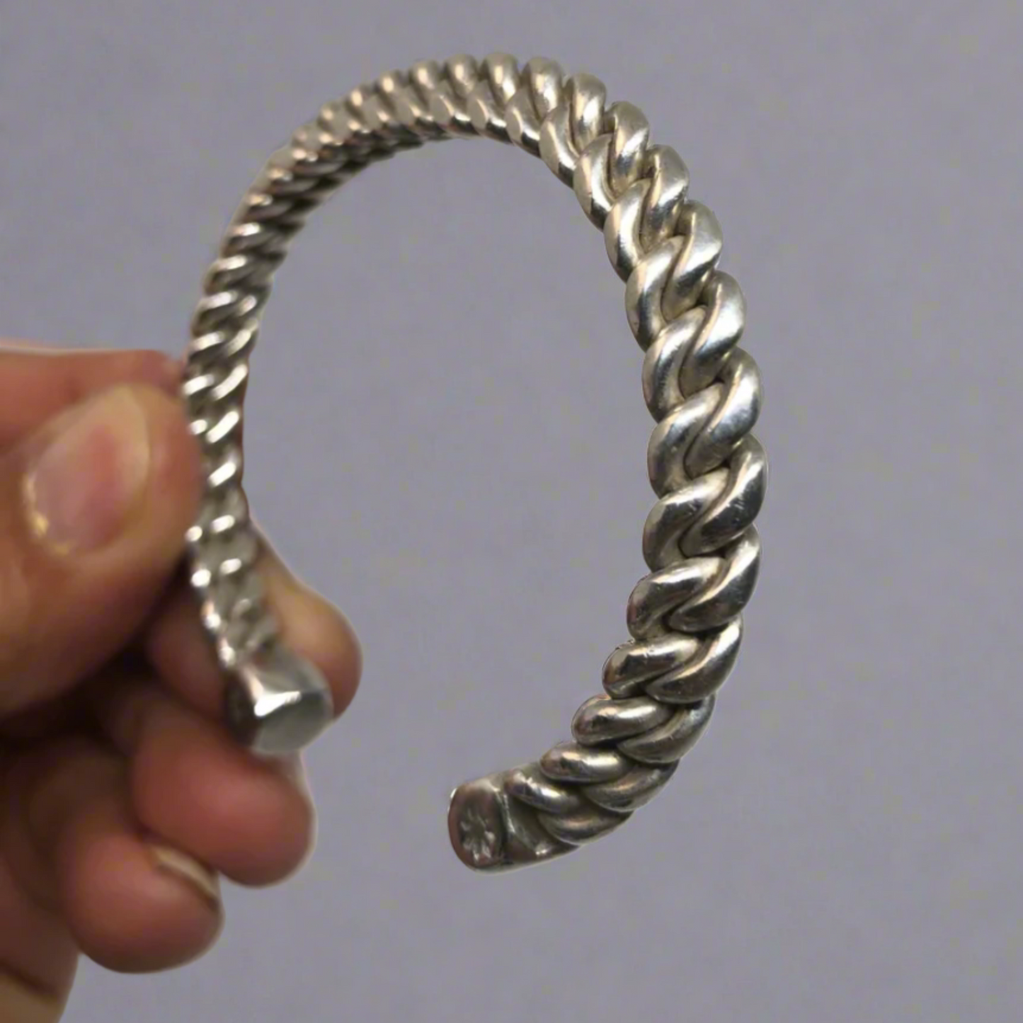 LYONS Bracelet - Heavy Hammered Twisted Sterling Silver Cuff Bracelet