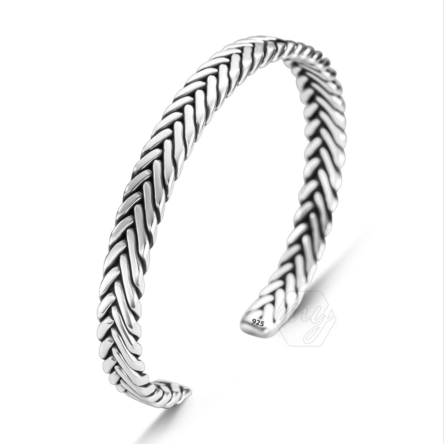 925 silver-Mens Motorcycle Biker Punk Wrench Cuff Bangle Bracelet