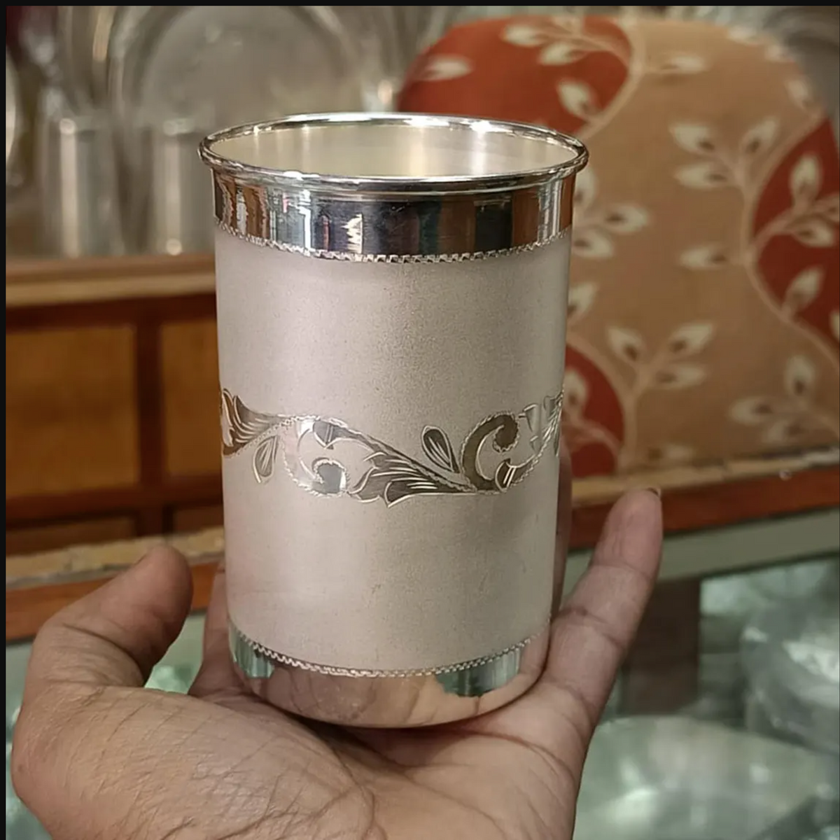 999 Fine Silver Drinking Glass, Engraved Silver Water Cup, Elegant Traditional Tumbler, Luxury Gift for Him or Her